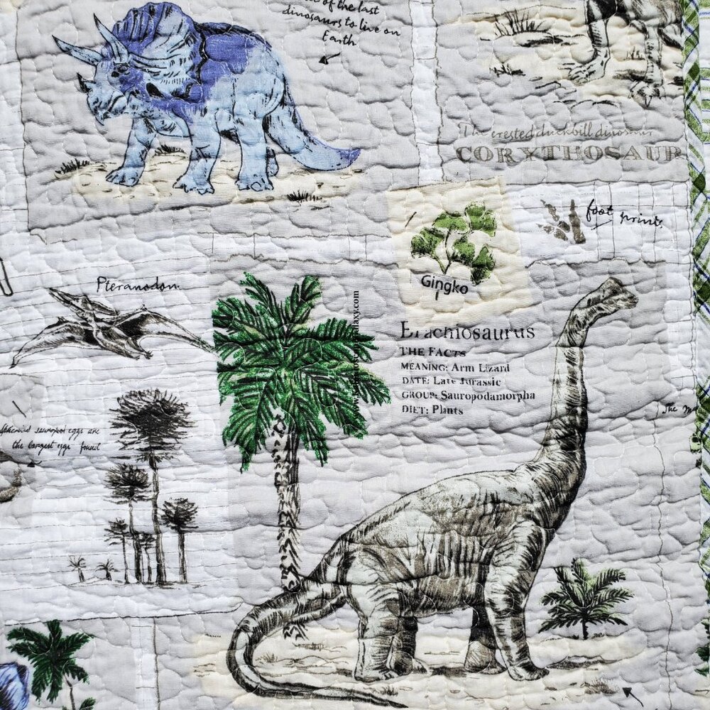 6pc Twin Dinosaur Quilt ~ NEW ~ Sheets ~ Sham ~ Throw Pillows ~ Dinosaurs NEW